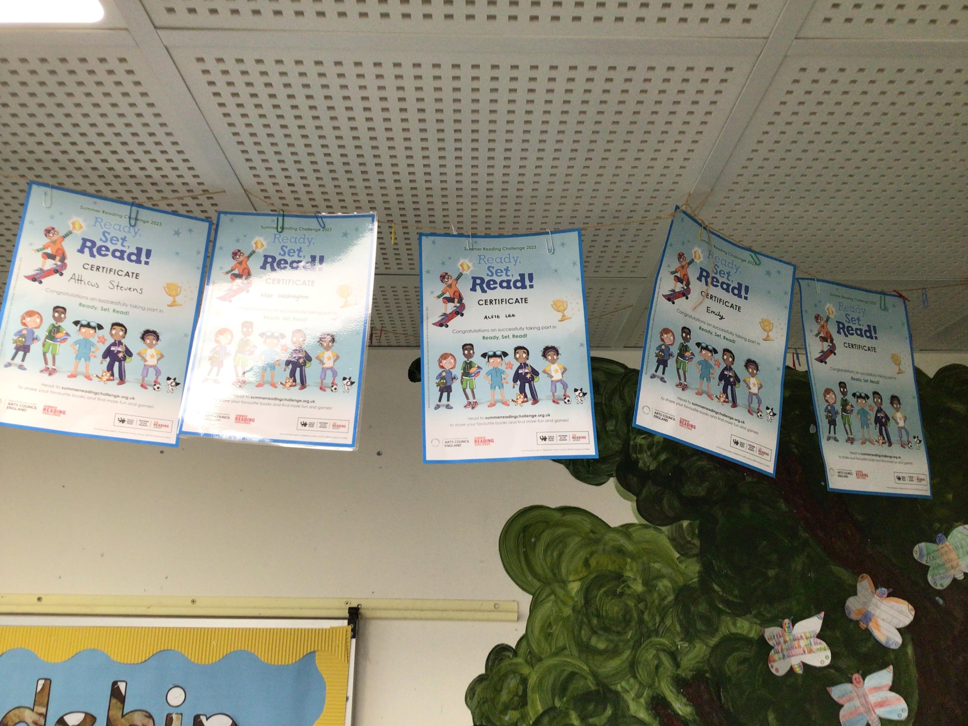 We added the certificates to our book corner